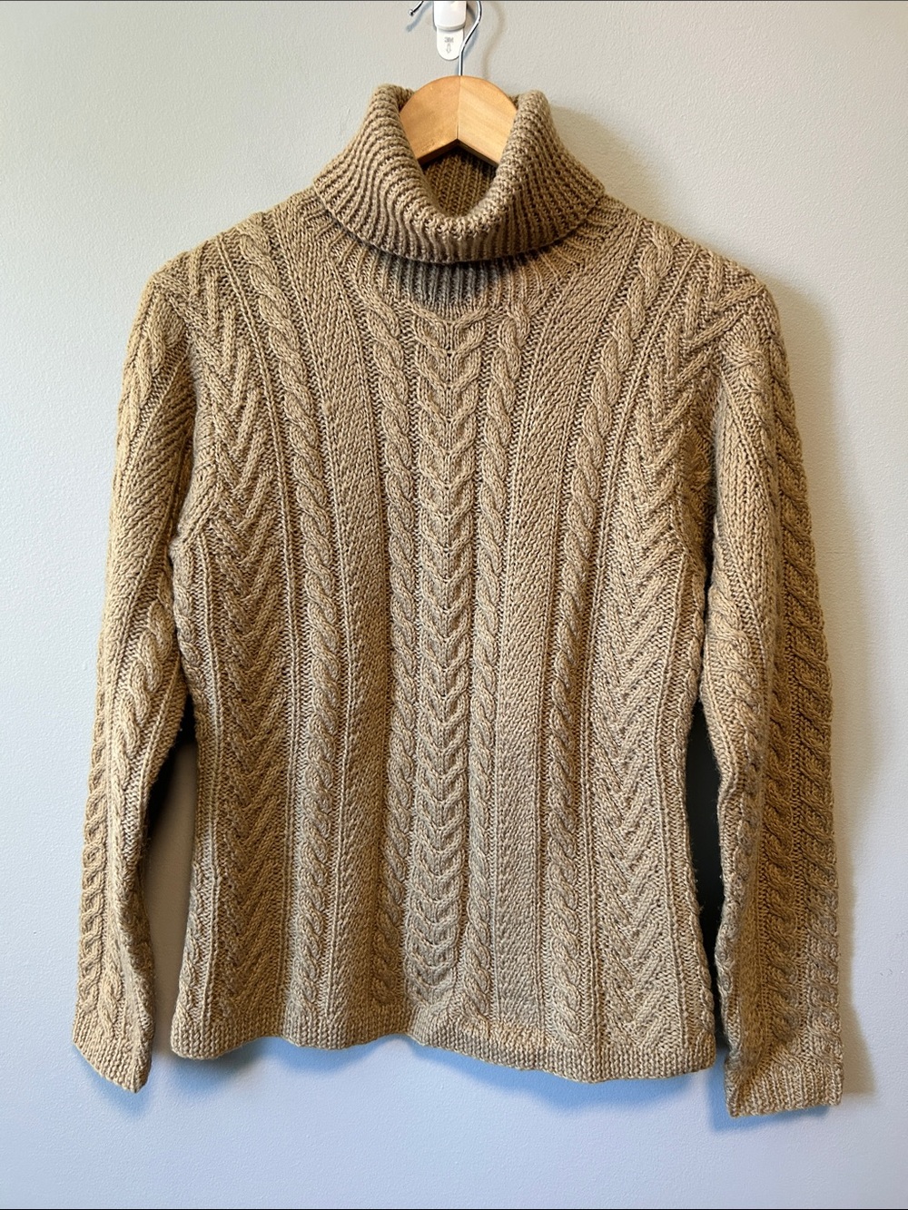 Lauren Ralph Lauren Wool Hand Knit Chunky Cable Knit Turtleneck Fisherman Sweate - Picture 9 of 11